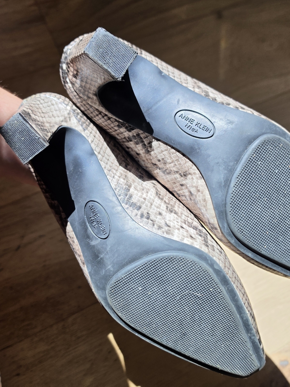 Snake-Print Slip-On Mules in Taupe and Black - Picture 5 of 5